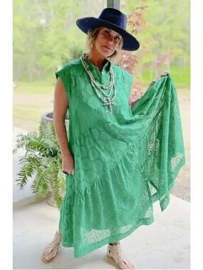 NWOT Jaded Gypsy New Beginnings Dress size S/M Kelly Green.